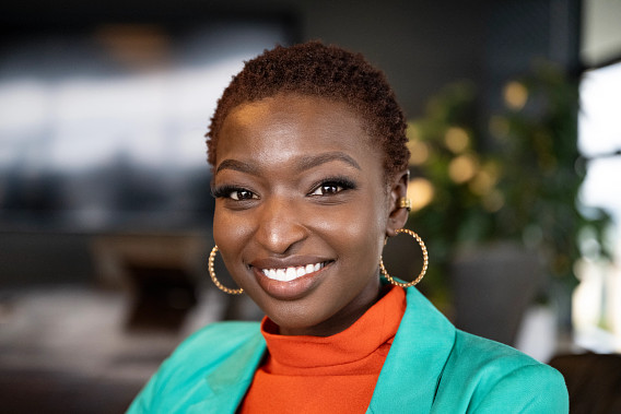 close up of woman smiling